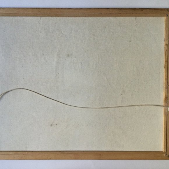 Original landscape painting on canvas framed river house tree in a light frame - Picture 7 of 7